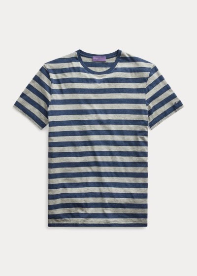 Playeras Ralph Lauren Hombre Azules / Grises - Striped Lisle - QHFKA4571